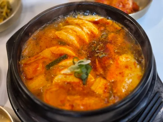 Free sundubu jjigae served with the meal