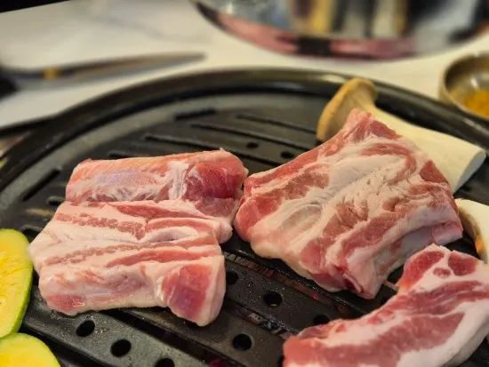 Galbi bonsamgyeop on the charcoal grill