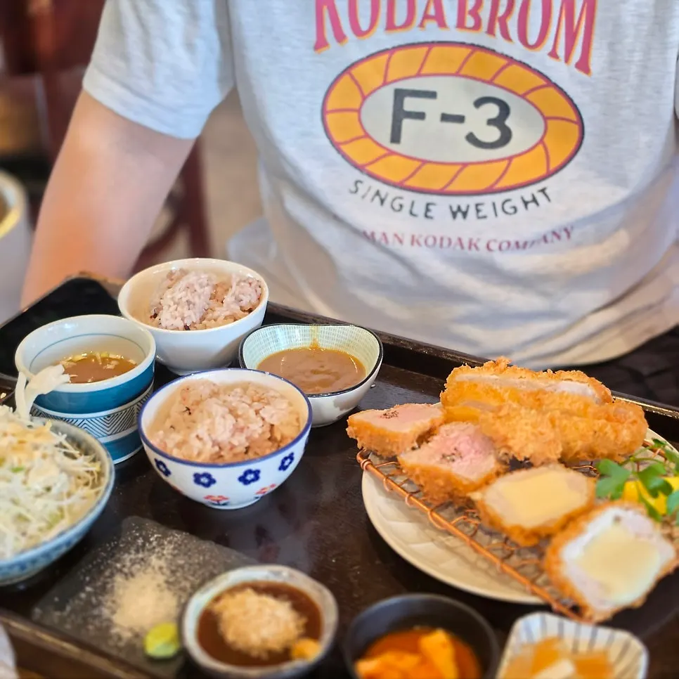 Katsu and side dishes arranged on the table