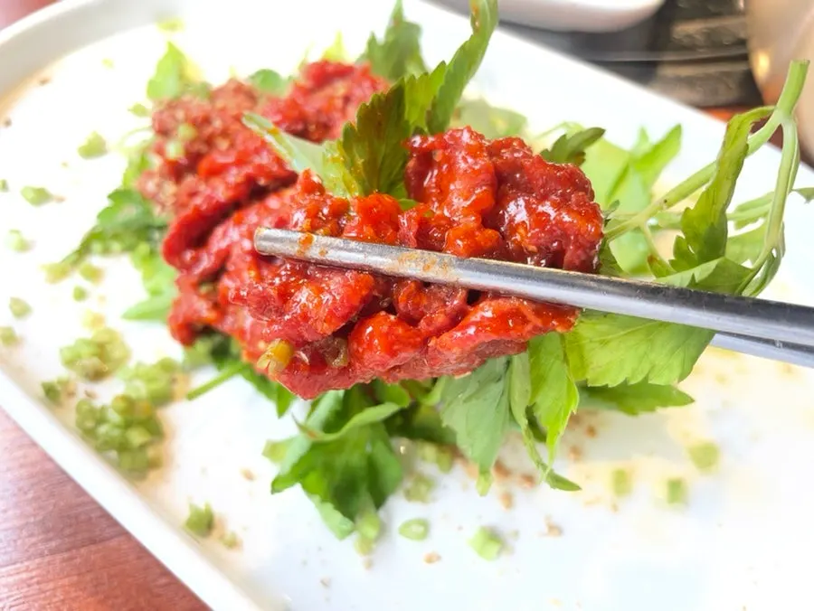 Half plate of minari yukhoe