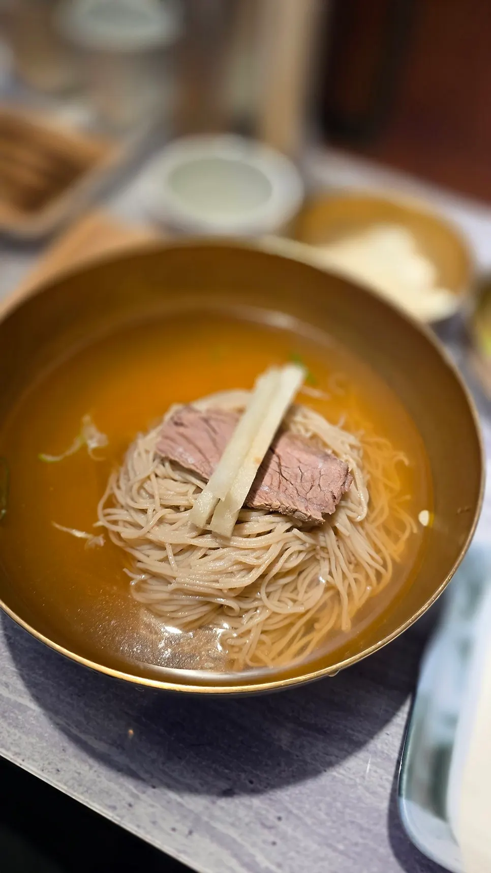 Finished bowl of naengmyeon at Geuni Sikdang