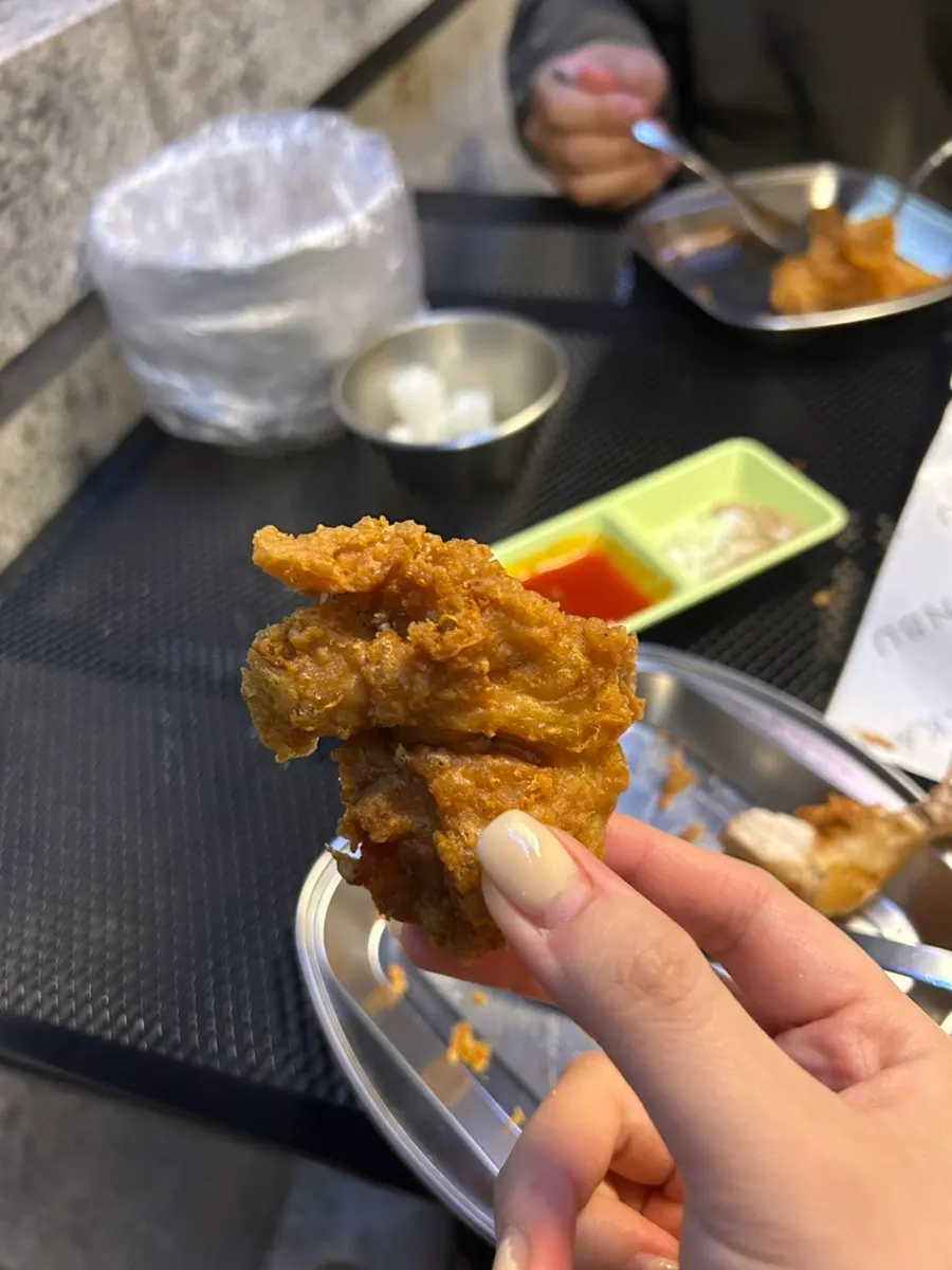 Close-up of crispy fried chicken pieces