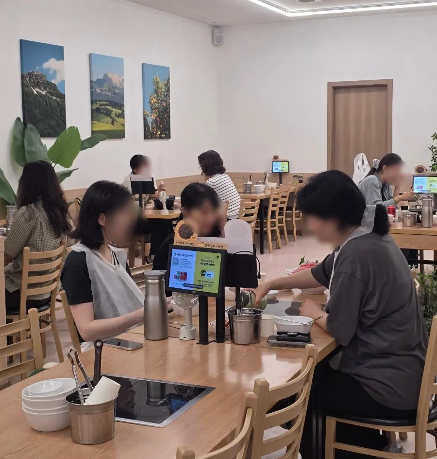 Restaurant interior with widely spaced tables