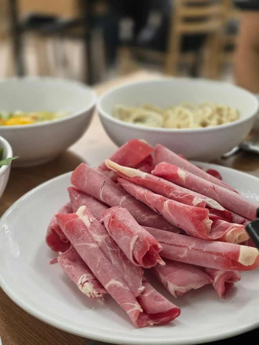 Plate of a single serving of shabu beef