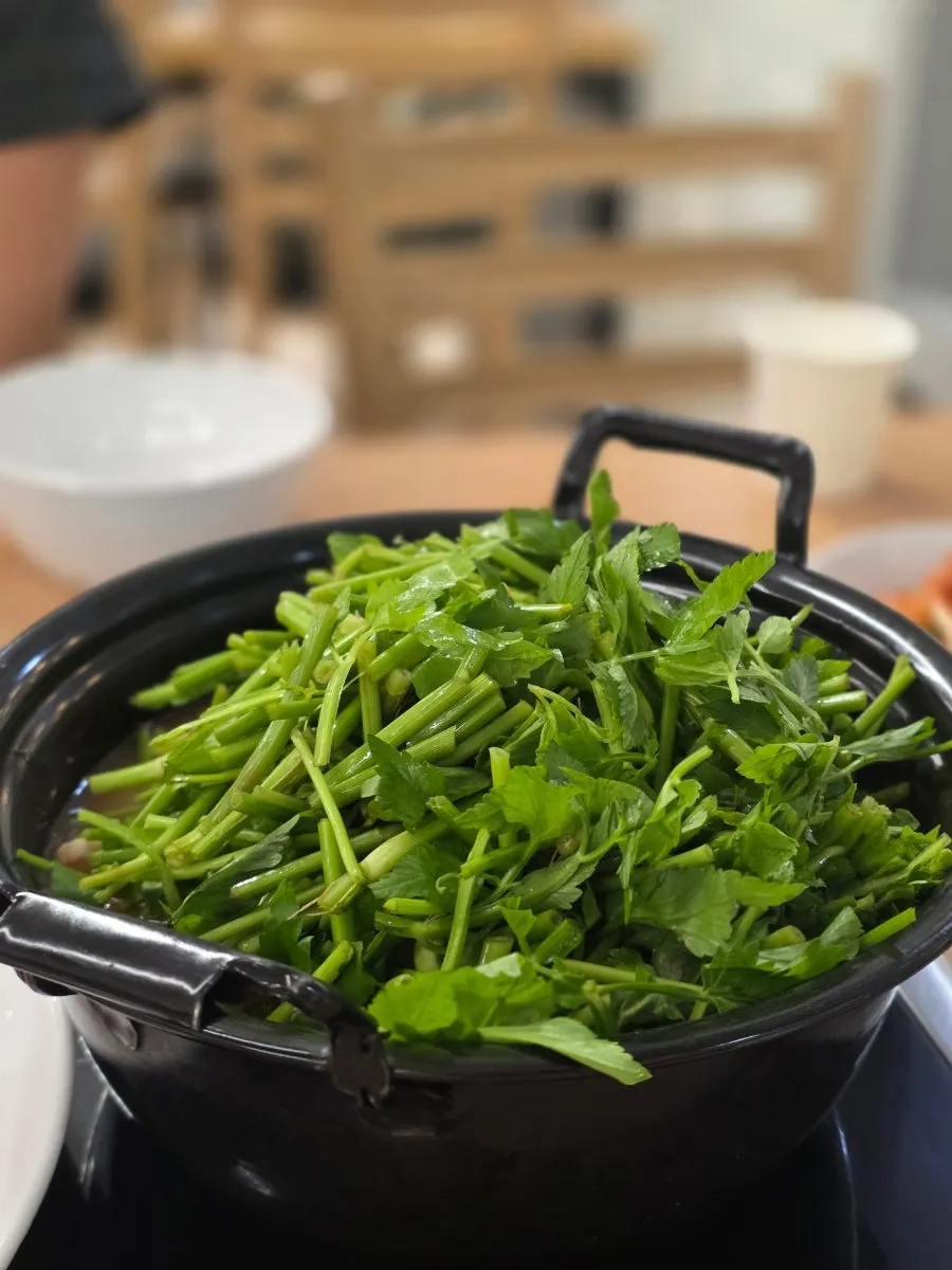 Extra bowl of vegetables that came out