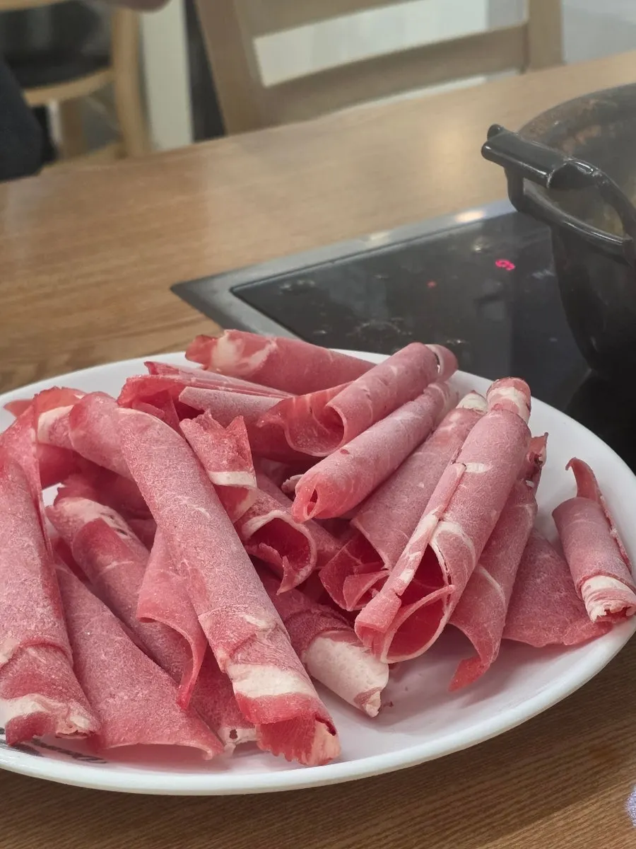 Extra serving of shabu beef that arrived