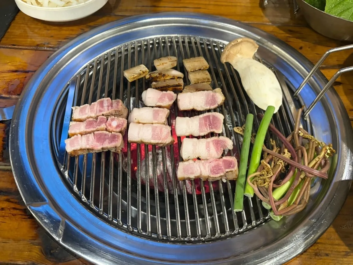 Exterior of The Barbecue 051, a Gijang Korean BBQ restaurant with a camping concept