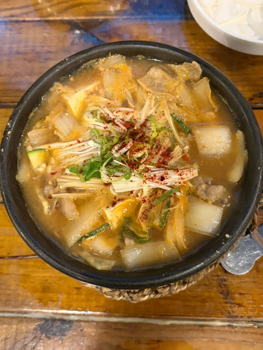 Soybean paste stew with brisket ordered for dessert