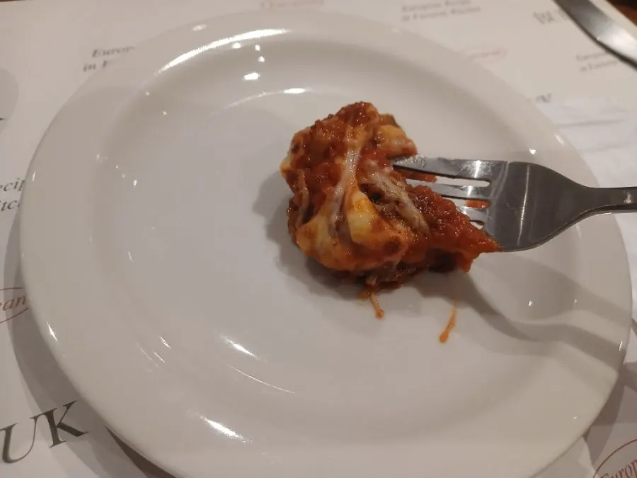 Lasagna served onto a small plate