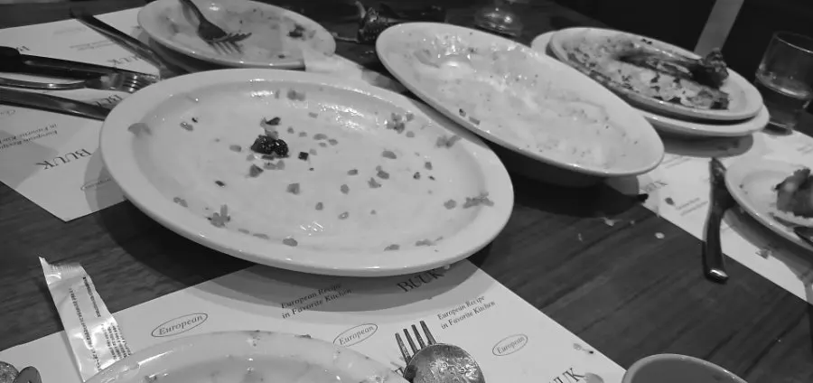 Empty dishes after the meal