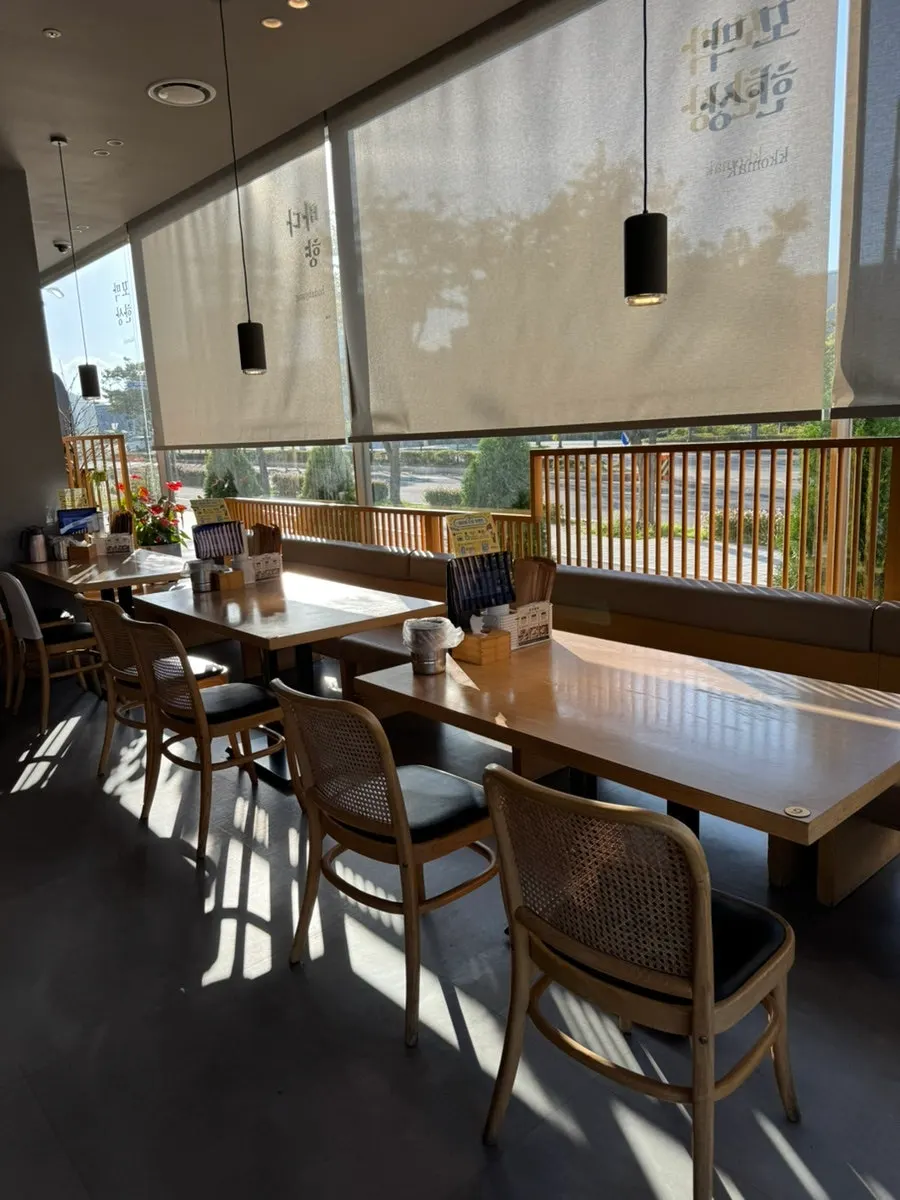Restaurant interior with widely spaced tables