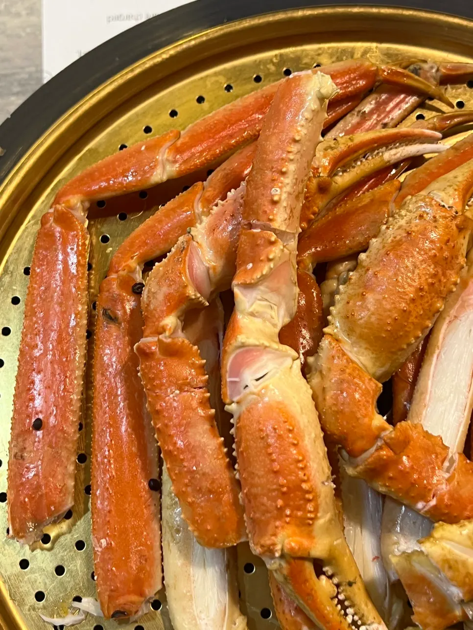 A spread of pre-cut snow crab