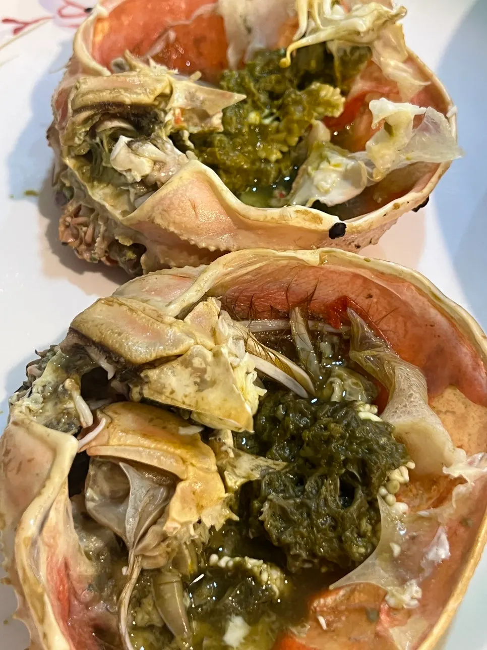 Crab shell innards eaten with crab meat