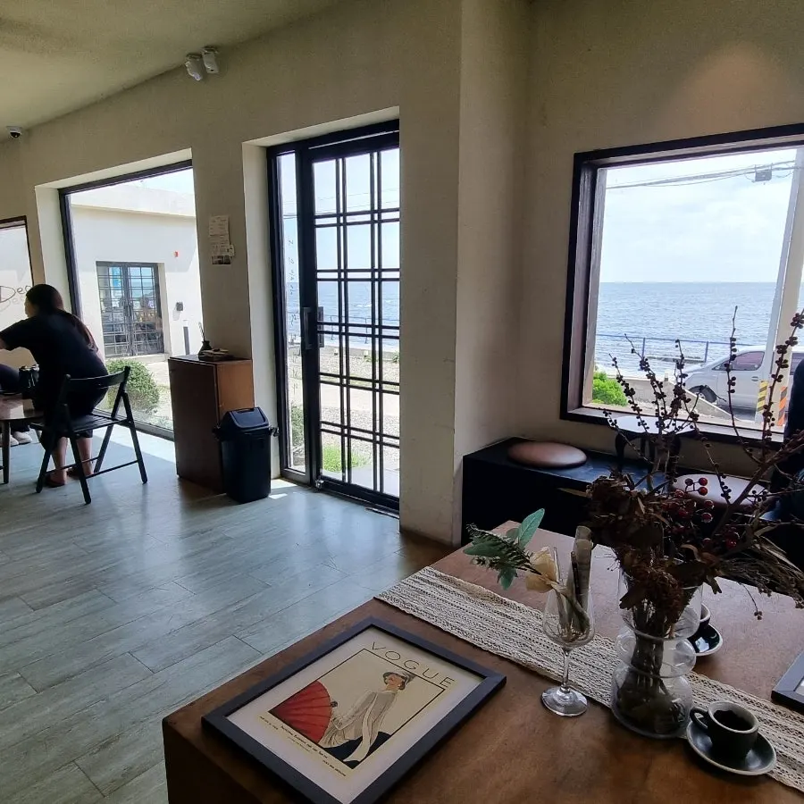 Coastal parking area to the right of Deokmi café