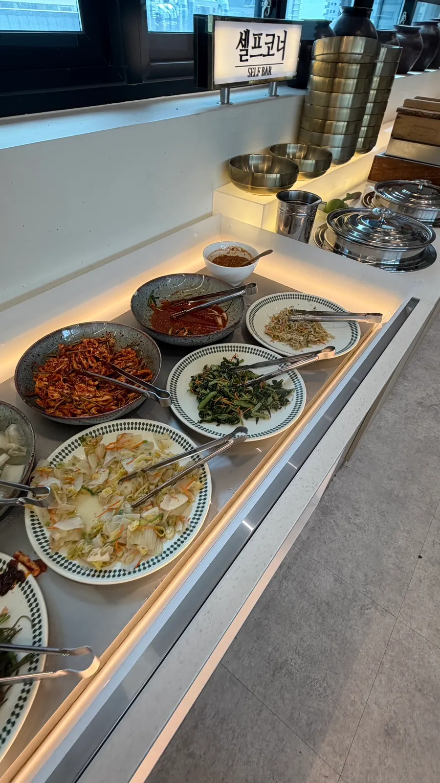 Squid muchim and doenjang dip at the self-bar
