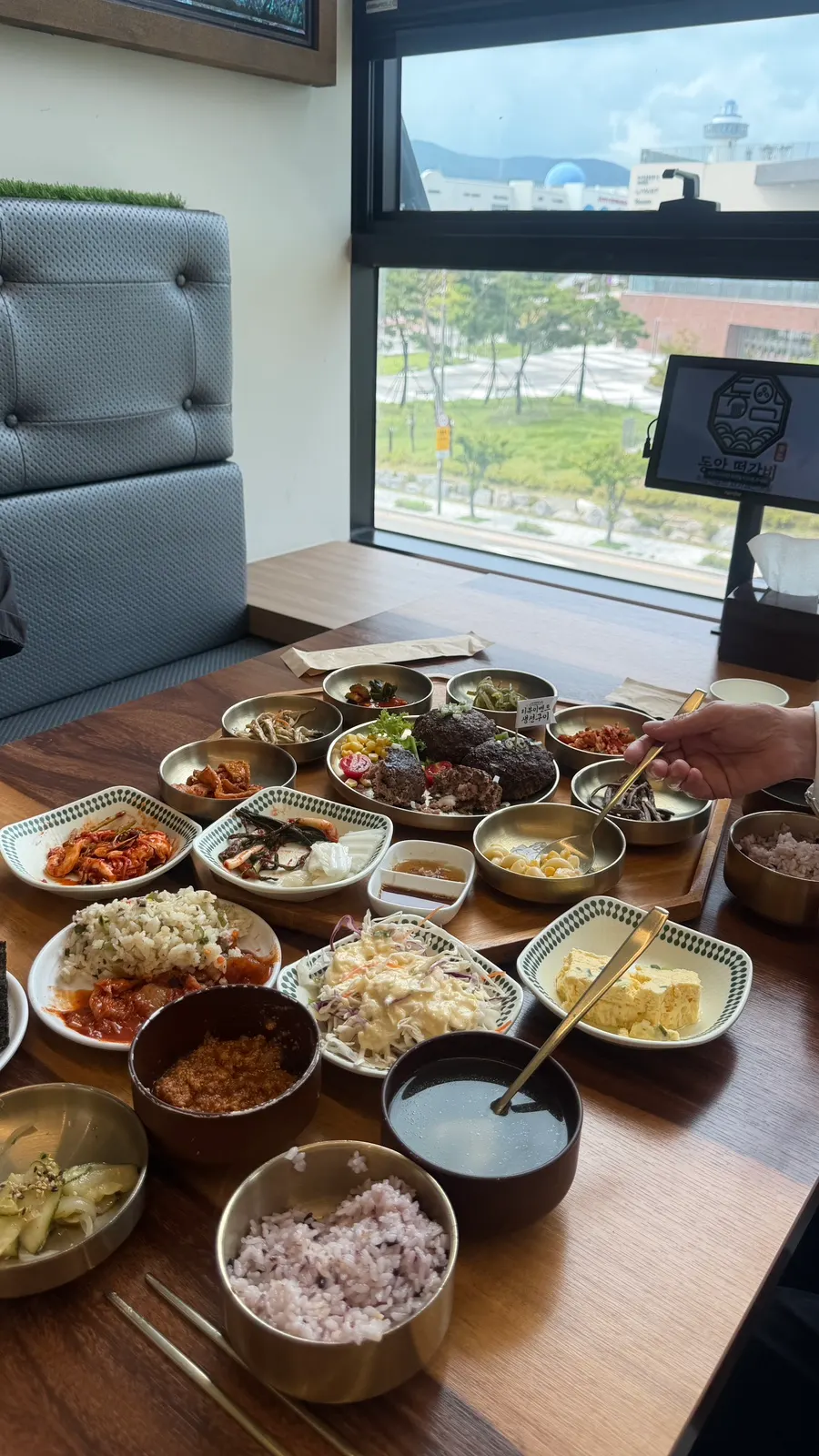 Crab doenjang jjigae served in a large stone pot
