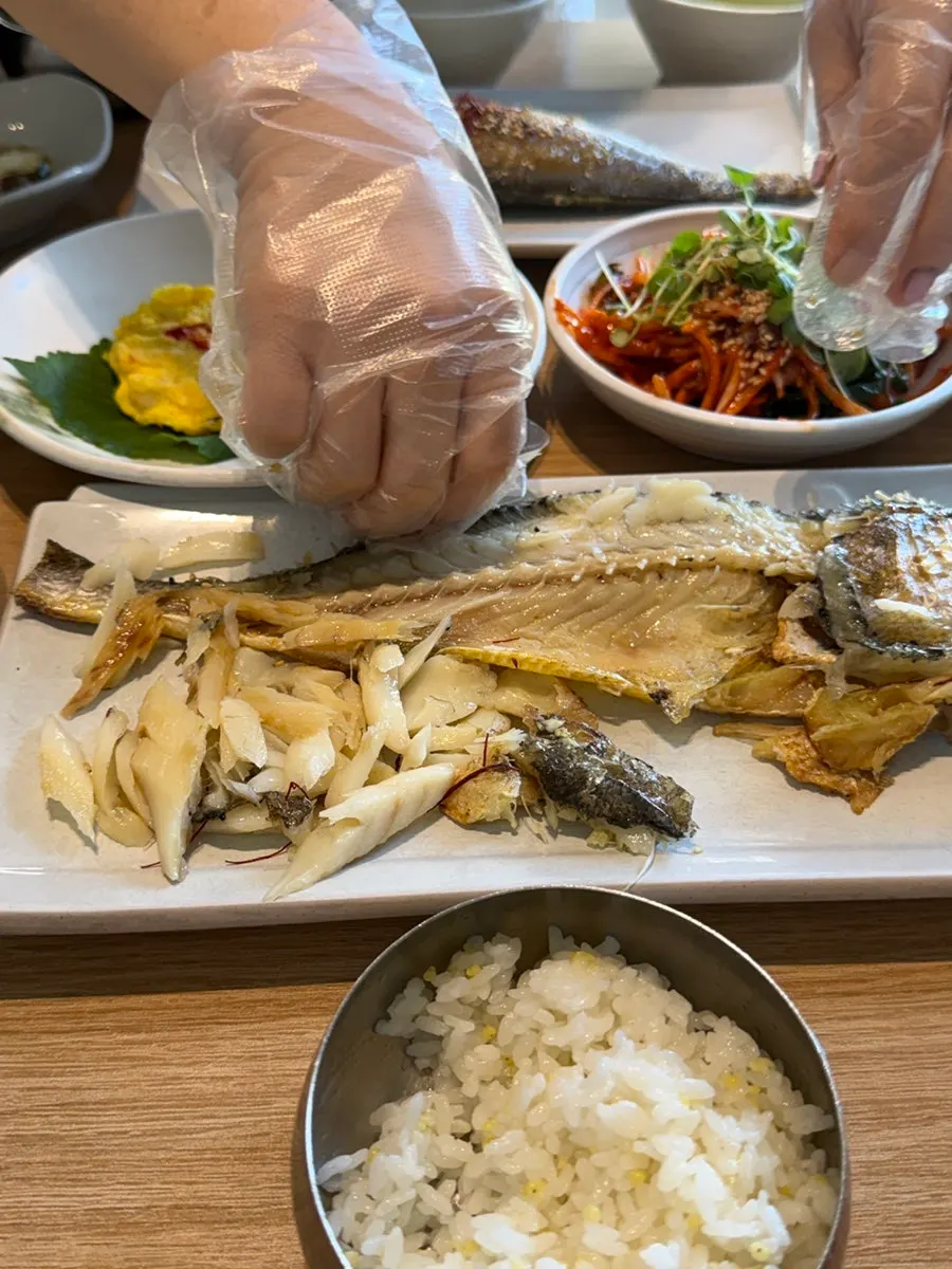 Close-up of the dried corvina flesh