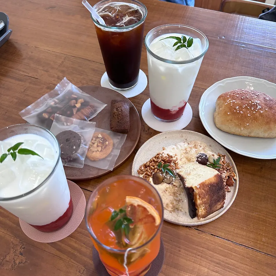 Drinks and dessert set on a table