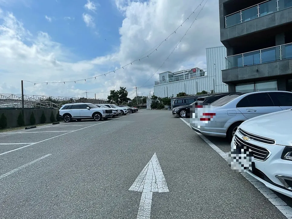 Riverside's spacious parking area