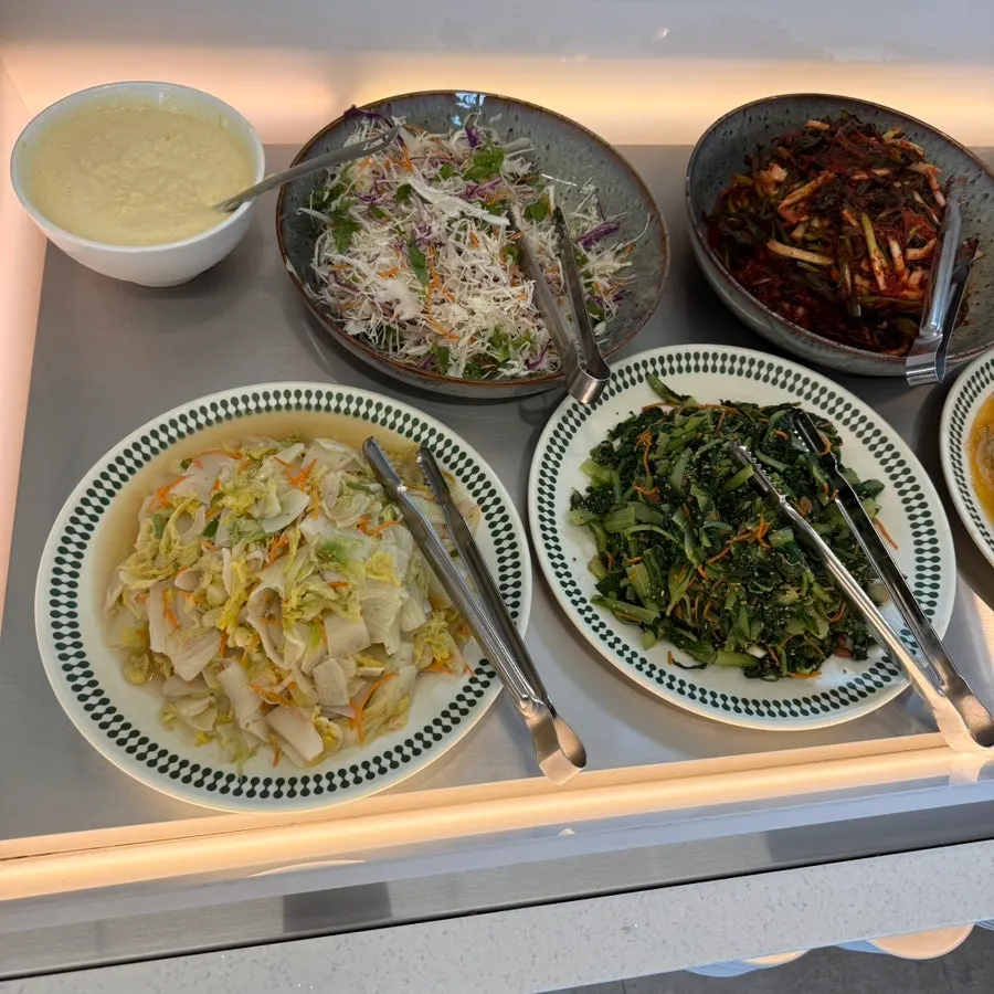 Self-service food the children ate at Dongam Tteokgalbi