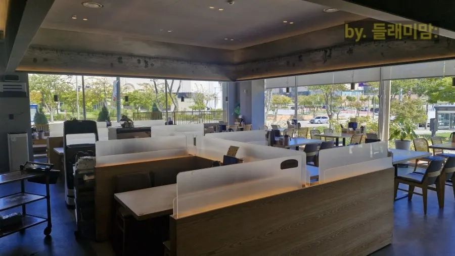 Spacious, comfortable seating inside the restaurant