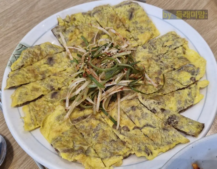 Beef pancake served in the set