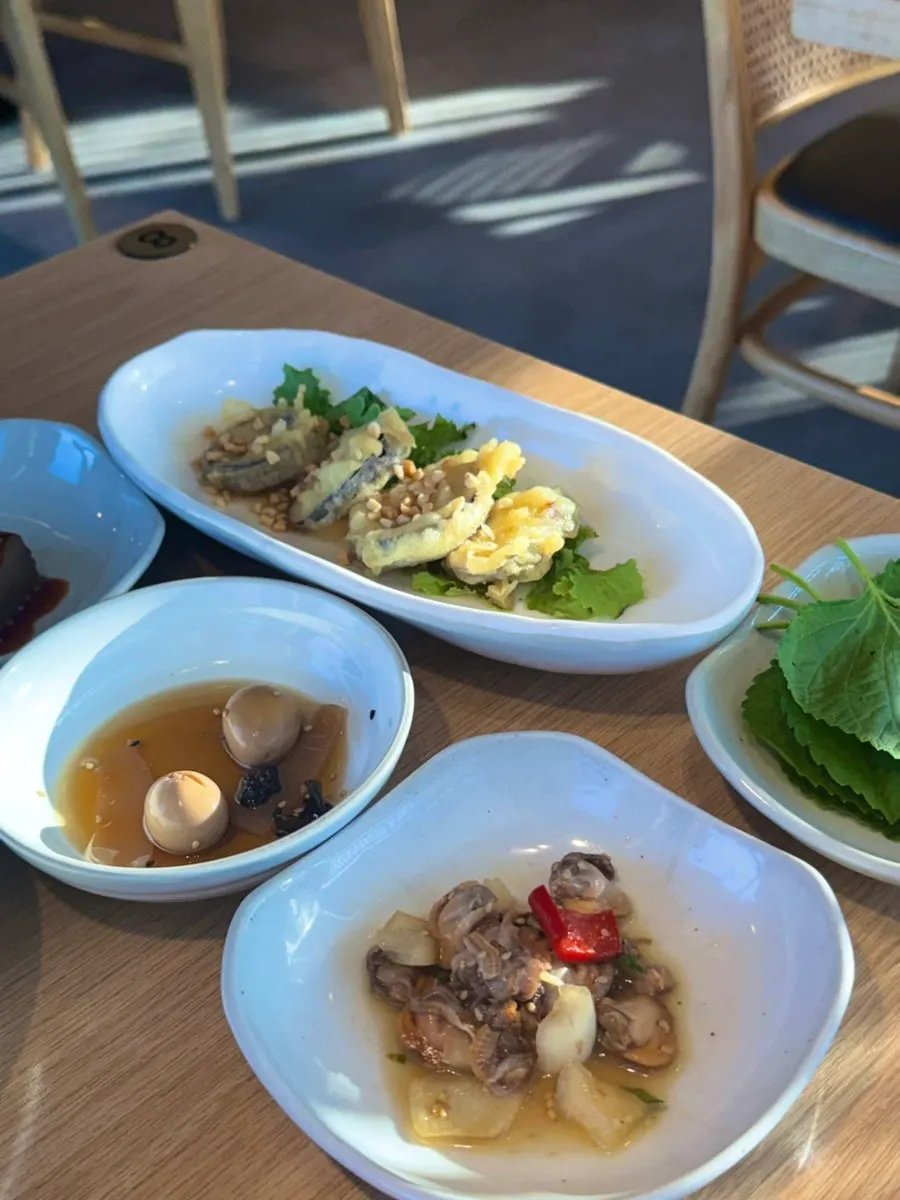 Neatly arranged Korean side dishes