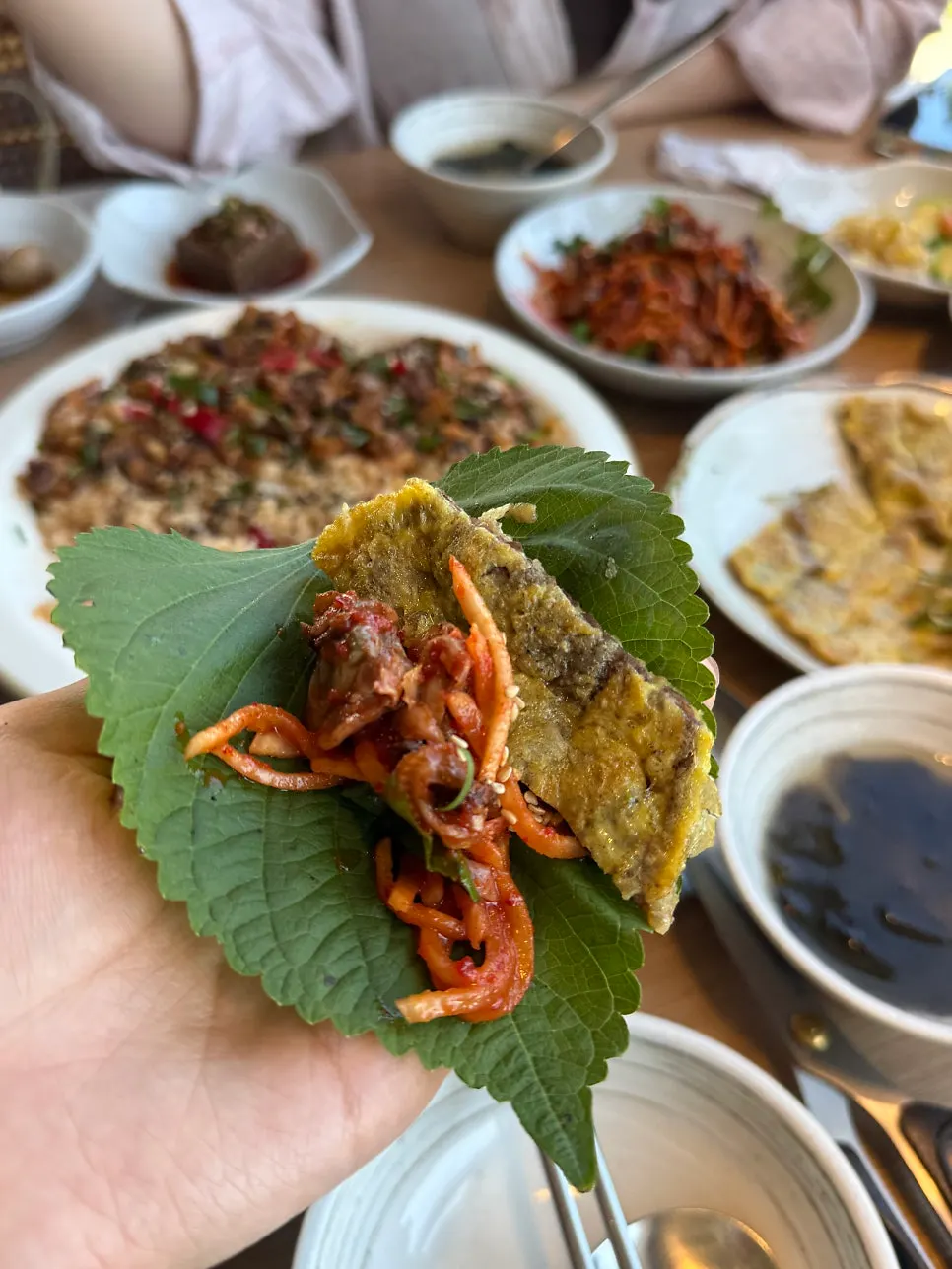 Fried eggplant and namul side dishes