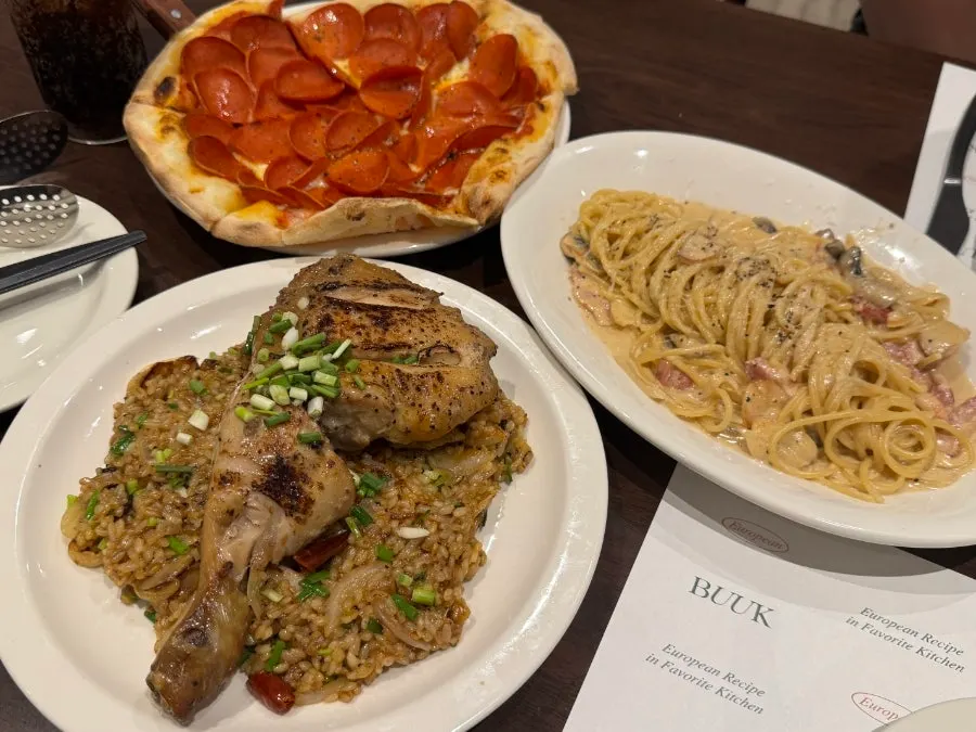 Three ordered Western-style dishes