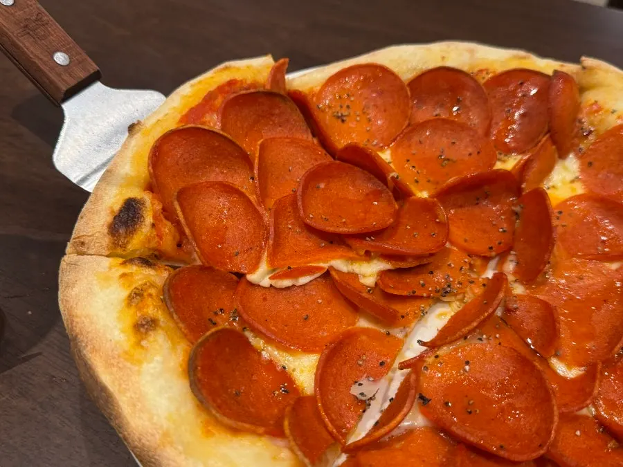 Pepperoni pizza with crisp dough
