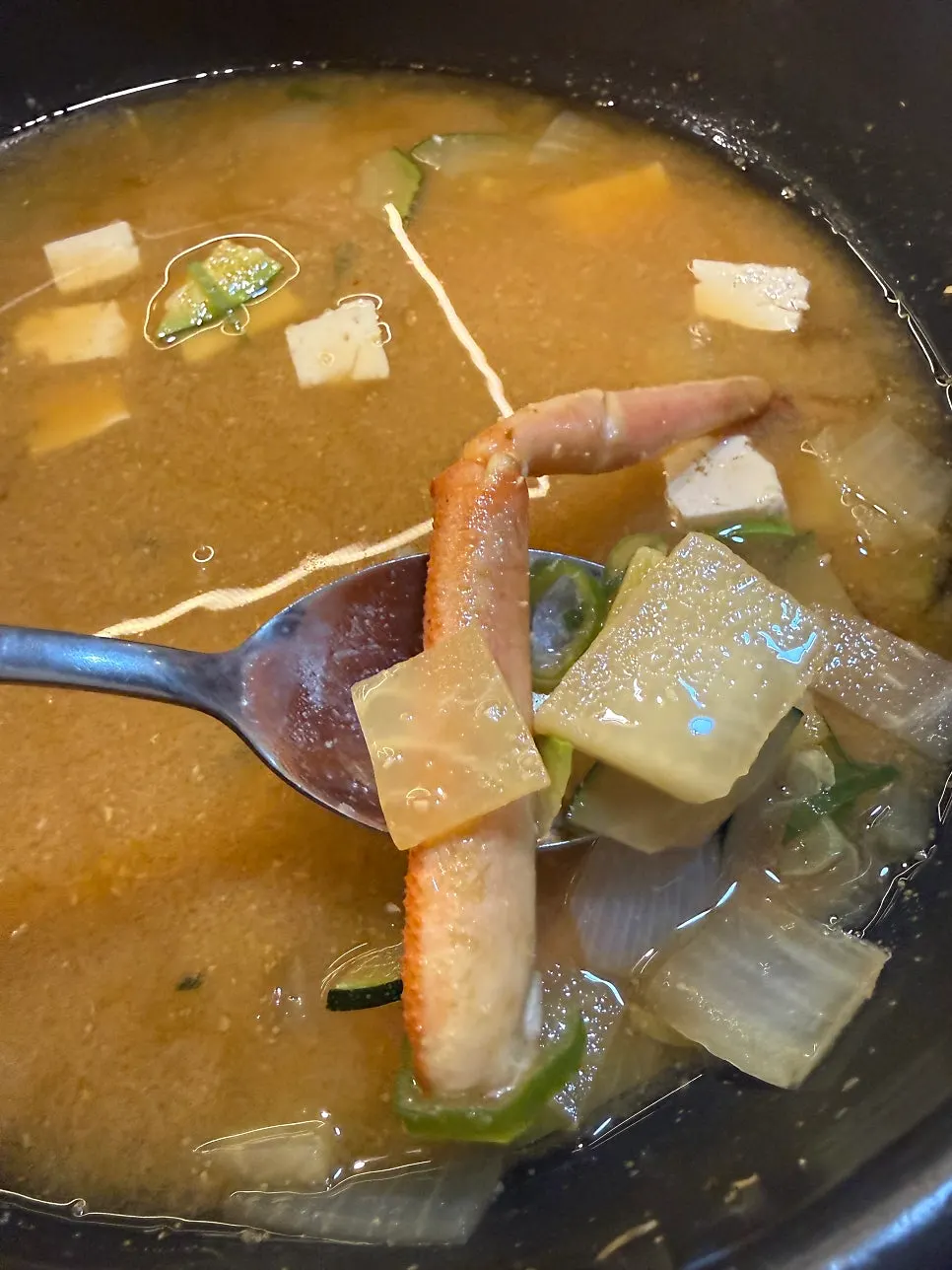 Crab doenjang stew with crab legs inside