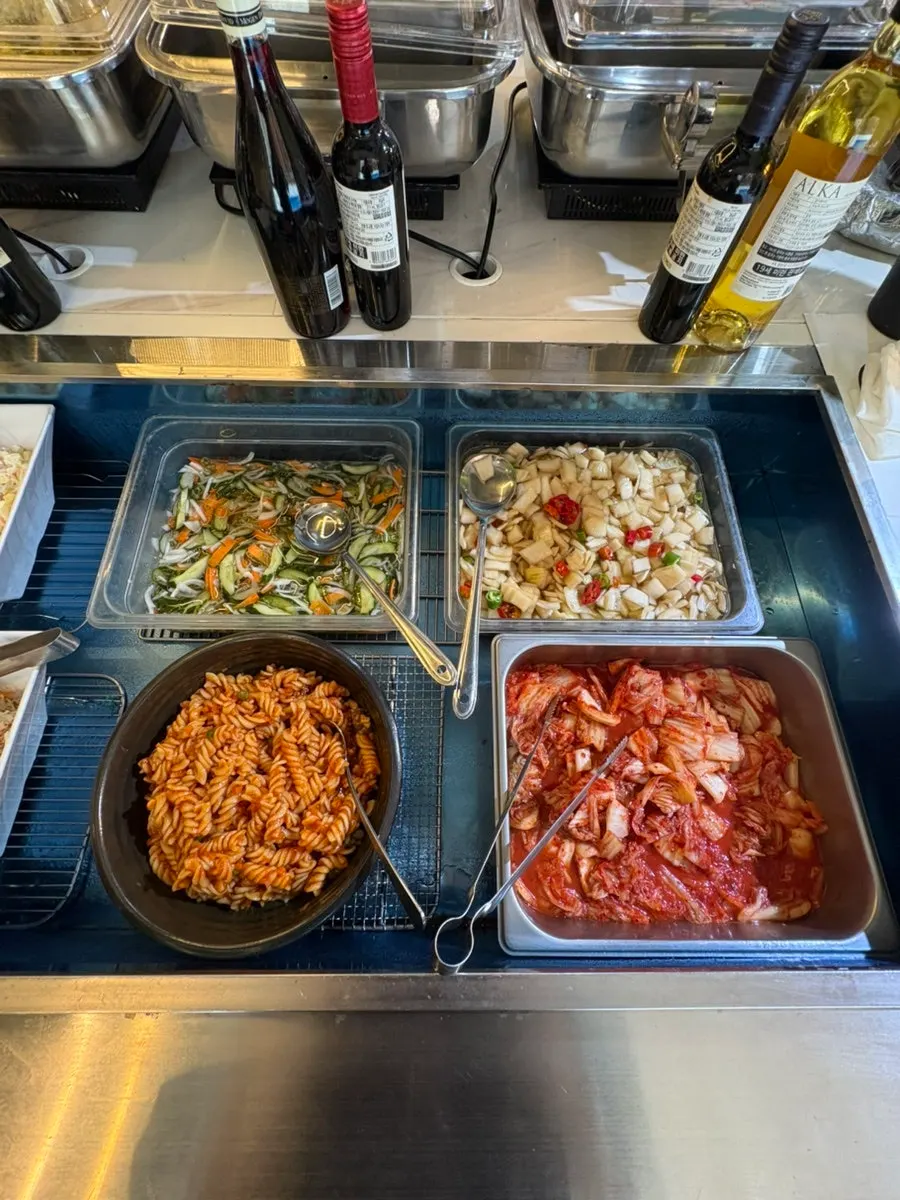 Food prepared at the self-serve bar corner