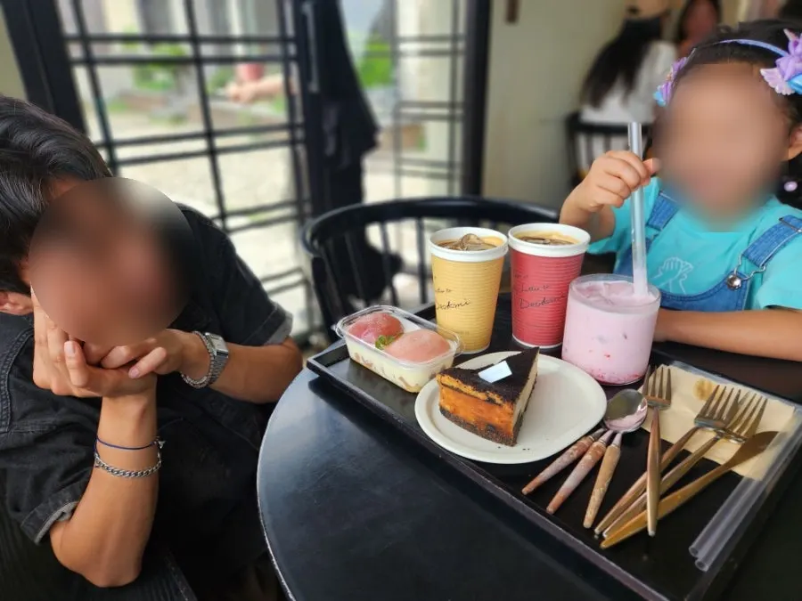 A matcha-free strawberry latte made for a child