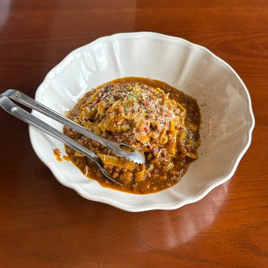 Margherita pizza, ragù pasta, and abalone risotto