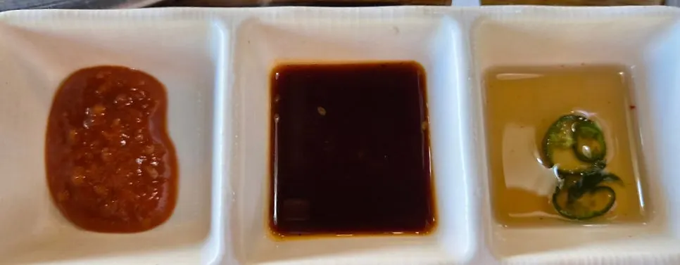 Several sauces for dipping to taste