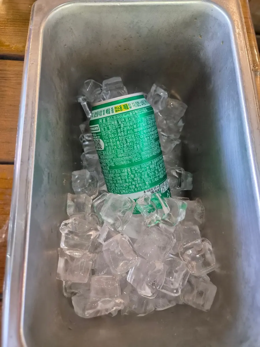 Drink served in a tray filled with ice