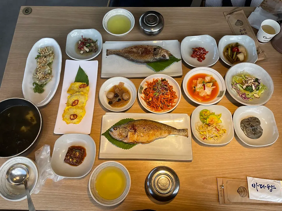 Full table spread of the dried corvina set