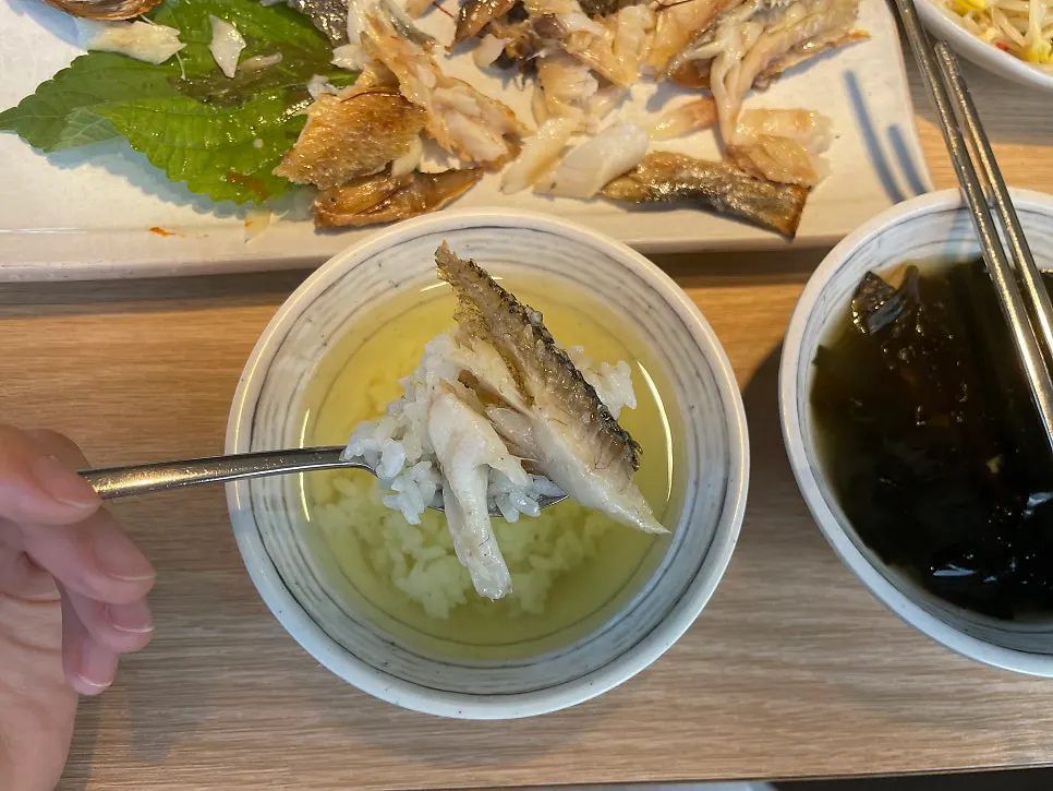 Golden fried eggplant and pollack pancake