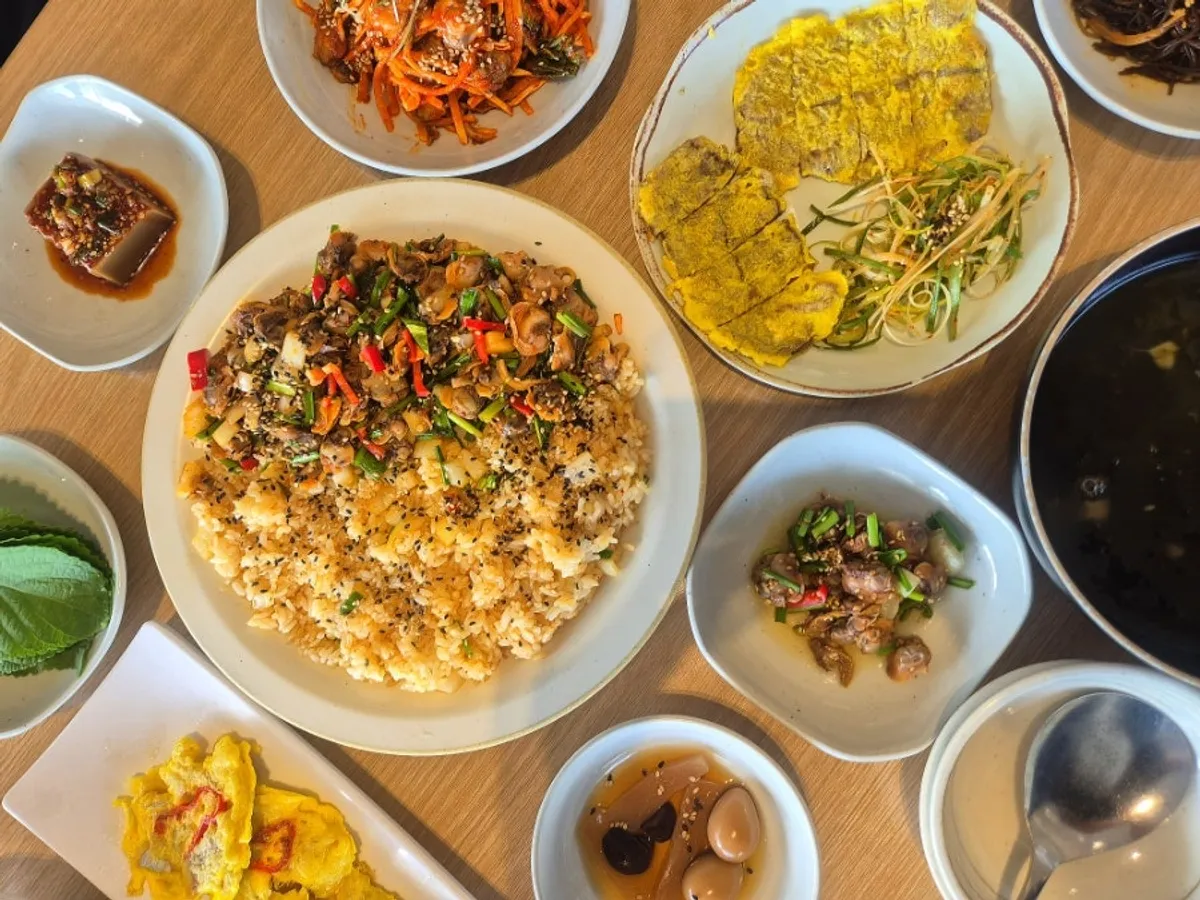 A full table spread of basic side dishes
