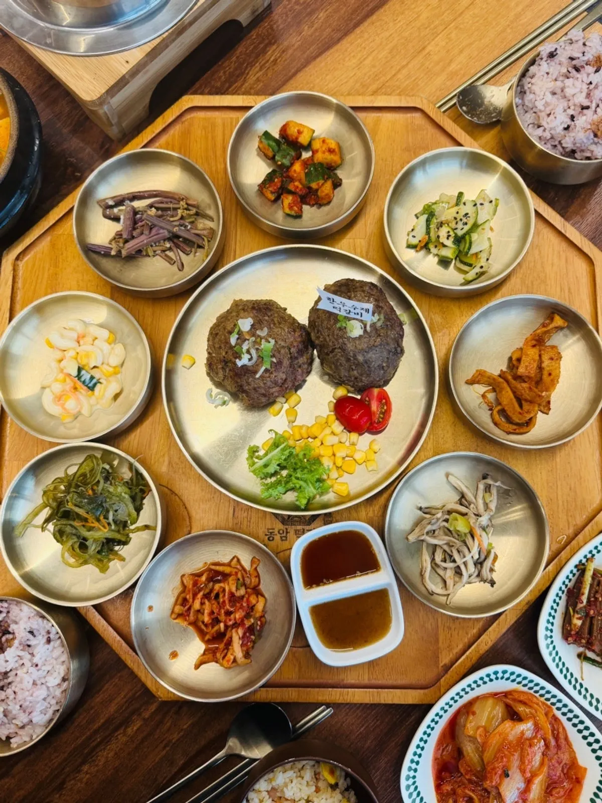 Dongam Tteokgalbi set meal table spread