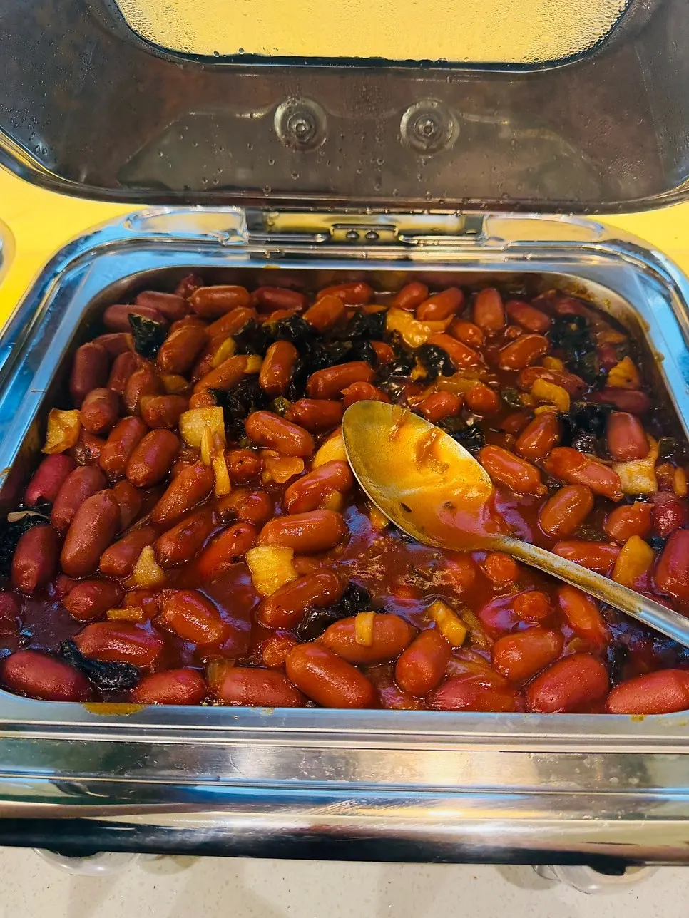 Stir-fried kimchi and tteokbokki at the self-bar
