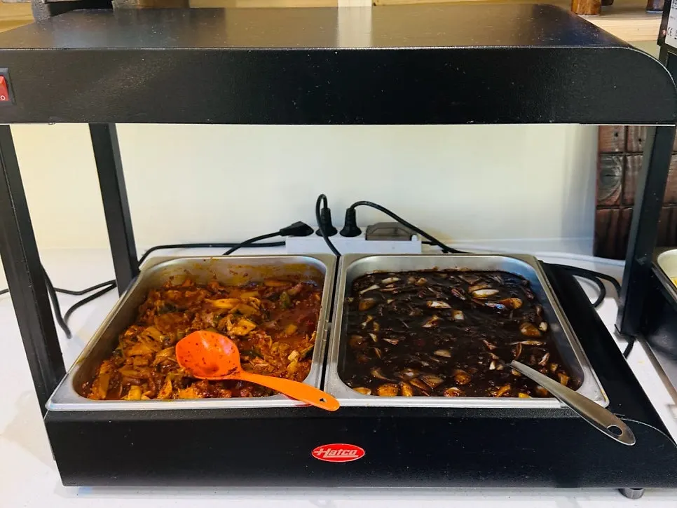 Jjajang sauce and side dishes at the self-bar