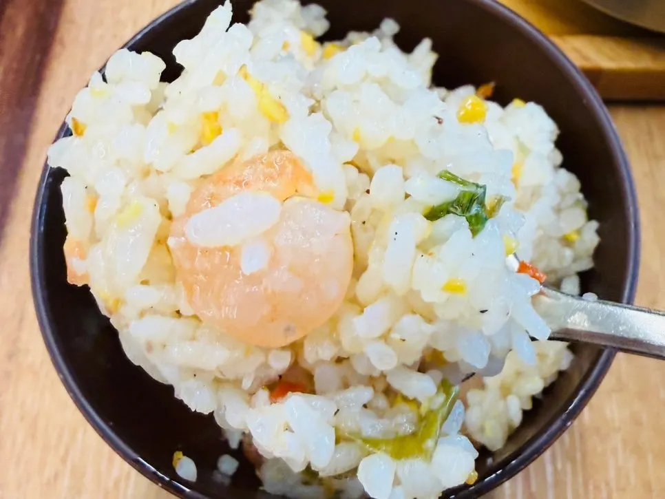 Finishing fried rice from the self-bar