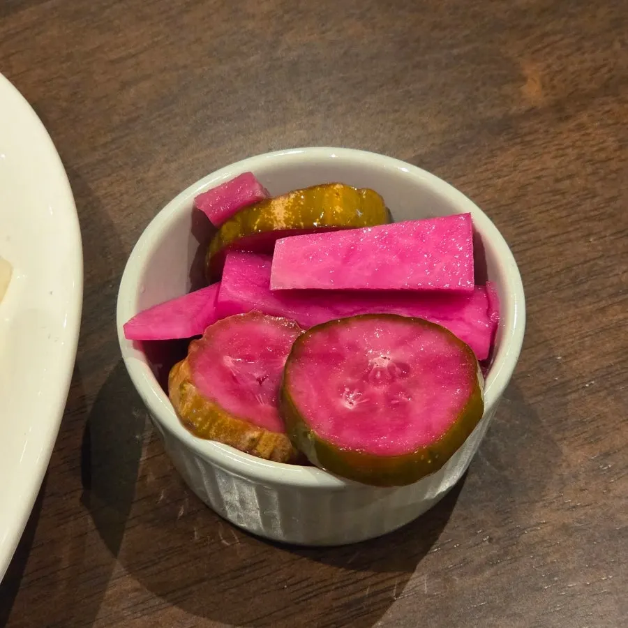 House-made pickles served as a side dish