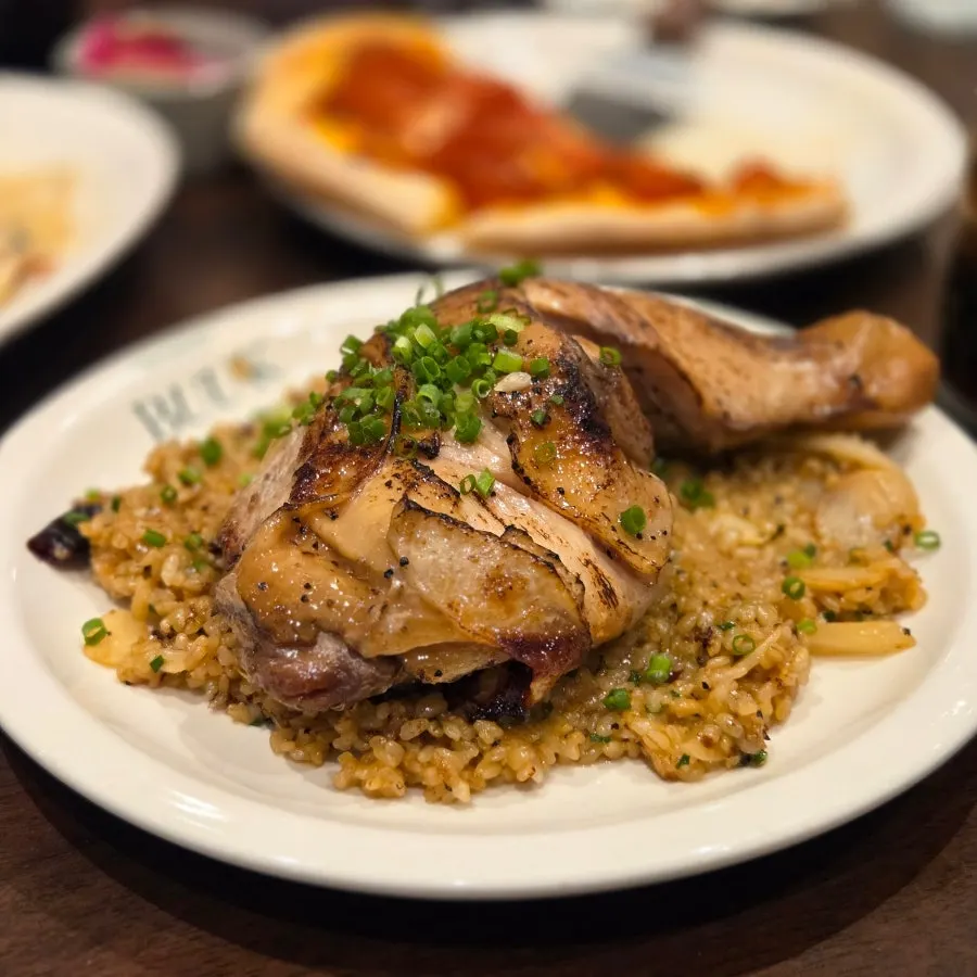 Oven-roasted chicken leg as big as a turkey leg