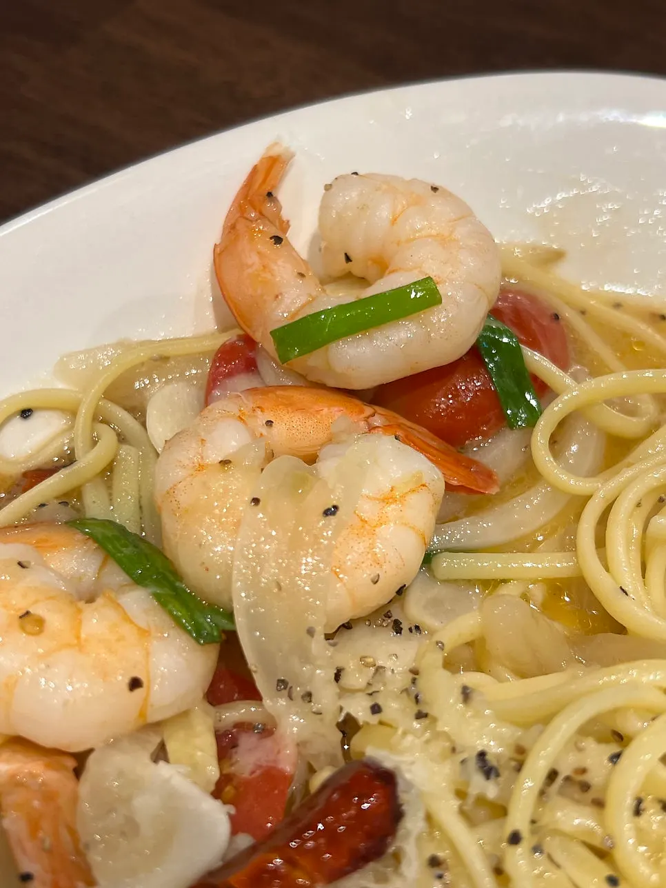 Oil pasta with shrimp