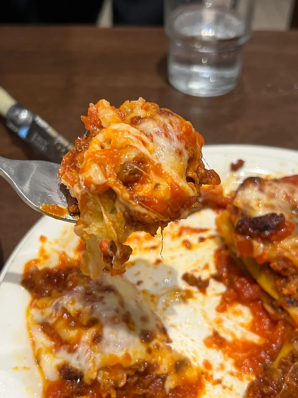 Lasagna with meat sauce and cheese