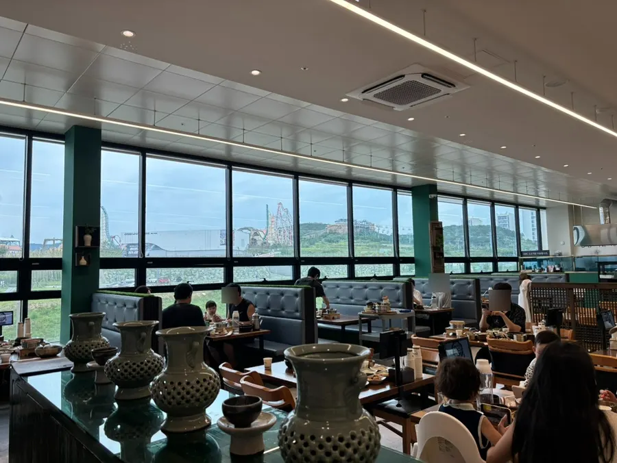 Window seating at Dongam Tteokgalbi with a view outside