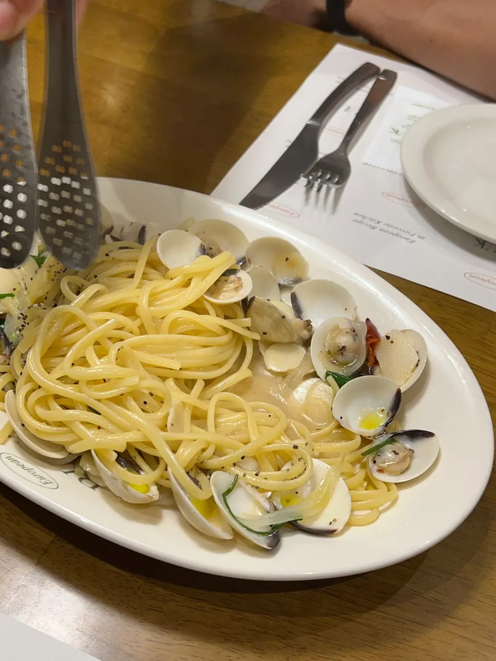 Vongole pasta generously filled with clams