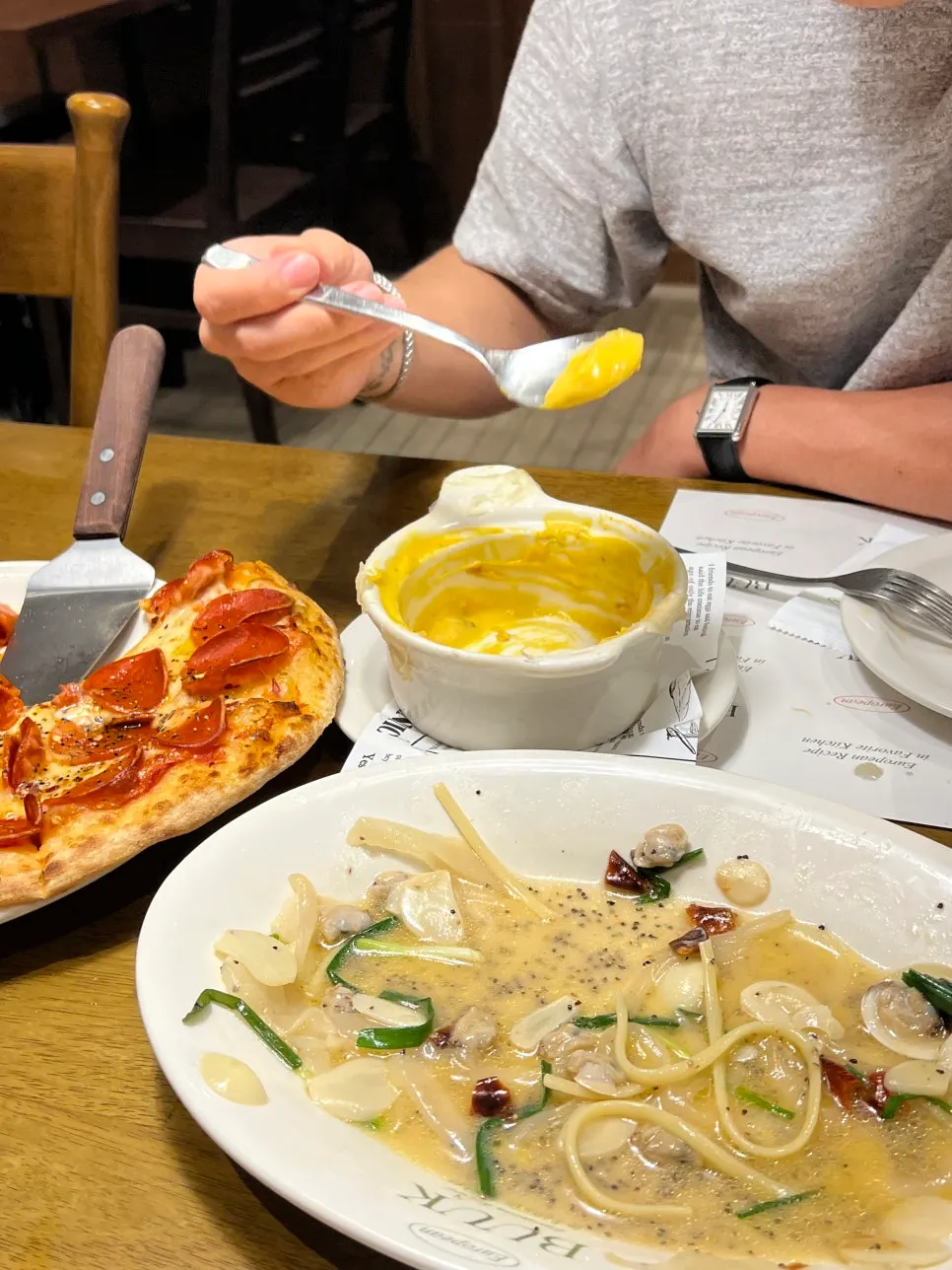 Pepperoni pizza enjoyed warm